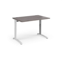 TR10 height settable straight desk 1200mm x 800mm - white frame and grey oak top