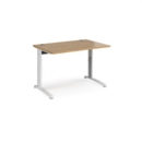 TR10 height settable straight desk 1200mm x 800mm - white frame and oak top