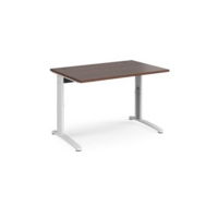 TR10 height settable straight desk 1200mm x 800mm - white frame and walnut top