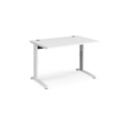 TR10 height settable straight desk 1200mm x 800mm - white frame and white top