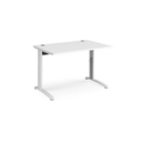 TR10 height settable straight desk 1200mm x 800mm - white frame and white top