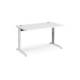 TR10 height settable straight desk 1400mm x 800mm - white frame and white top