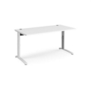 TR10 height settable straight desk 1600mm x 800mm - white frame and white top