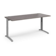TR10 height settable straight desk 1800mm x 800mm - silver frame and grey oak top