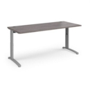 TR10 height settable straight desk 1800mm x 800mm - silver frame and grey oak top