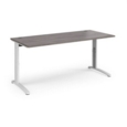 TR10 height settable straight desk 1800mm x 800mm - white frame and grey oak top