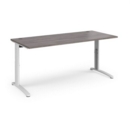 TR10 height settable straight desk 1800mm x 800mm - white frame and grey oak top