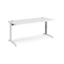TR10 height settable straight desk 1800mm x 800mm - white frame and white top
