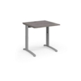 TR10 height settable straight desk 800mm x 800mm - silver frame and grey oak top