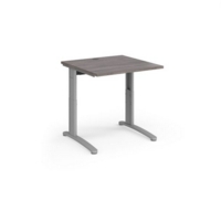 TR10 height settable straight desk 800mm x 800mm - silver frame and grey oak top
