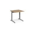TR10 height settable straight desk 800mm x 800mm - silver frame and oak top