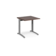 TR10 height settable straight desk 800mm x 800mm - silver frame and walnut top