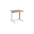 TR10 height settable straight desk 800mm x 800mm - white frame and beech top