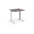 TR10 height settable straight desk 800mm x 800mm - white frame and grey oak top