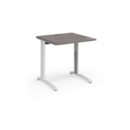 TR10 height settable straight desk 800mm x 800mm - white frame and grey oak top