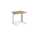 TR10 height settable straight desk 800mm x 800mm - white frame and oak top