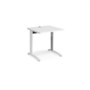 TR10 height settable straight desk 800mm x 800mm - white frame and white top