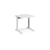 TR10 height settable straight desk 800mm x 800mm - white frame and white top
