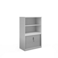Systems combination unit with tambour doors and open top 1600mm high with 2 shelves - white