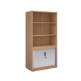 Systems combination unit with tambour doors and open top 2000mm high with 2 shelves - beech
