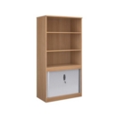 Systems combination unit with tambour doors and open top 2000mm high with 2 shelves - beech