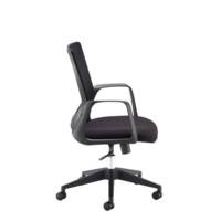 Toto black mesh back operator chair with black fabric seat and black base
