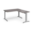 TR10 desk 1400mm x 800mm with 800mm return desk - silver frame and grey oak top