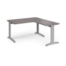 TR10 desk 1400mm x 800mm with 800mm return desk - silver frame and grey oak top