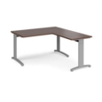 TR10 desk 1400mm x 800mm with 800mm return desk - silver frame and walnut top