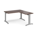TR10 desk 1400mm x 800mm with 800mm return desk - silver frame and walnut top
