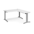 TR10 desk 1400mm x 800mm with 800mm return desk - silver frame and white top