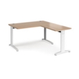 TR10 desk 1400mm x 800mm with 800mm return desk - white frame and beech top