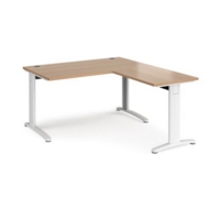 TR10 desk 1400mm x 800mm with 800mm return desk - white frame and beech top