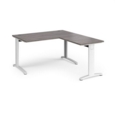 TR10 desk 1400mm x 800mm with 800mm return desk - white frame and grey oak top