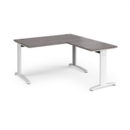 TR10 desk 1400mm x 800mm with 800mm return desk - white frame and grey oak top