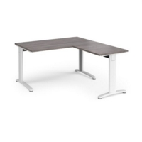 TR10 desk 1400mm x 800mm with 800mm return desk - white frame and grey oak top