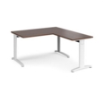 TR10 desk 1400mm x 800mm with 800mm return desk - white frame and walnut top