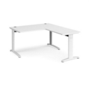 TR10 desk 1400mm x 800mm with 800mm return desk - white frame and white top