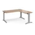 TR10 desk 1600mm x 800mm with 800mm return desk - silver frame and beech top