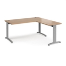 TR10 desk 1600mm x 800mm with 800mm return desk - silver frame and beech top