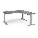 TR10 desk 1600mm x 800mm with 800mm return desk - silver frame and grey oak top