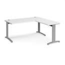 TR10 desk 1600mm x 800mm with 800mm return desk - silver frame and white top