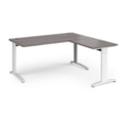 TR10 desk 1600mm x 800mm with 800mm return desk - white frame and grey oak top