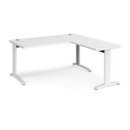 TR10 desk 1600mm x 800mm with 800mm return desk - white frame and white top
