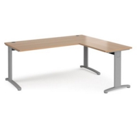 TR10 desk 1800mm x 800mm with 800mm return desk - silver frame and beech top