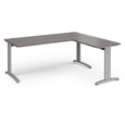 TR10 desk 1800mm x 800mm with 800mm return desk - silver frame and grey oak top