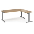 TR10 desk 1800mm x 800mm with 800mm return desk - silver frame and oak top
