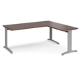 TR10 desk 1800mm x 800mm with 800mm return desk - silver frame and walnut top
