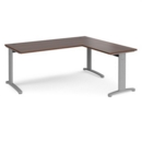 TR10 desk 1800mm x 800mm with 800mm return desk - silver frame and walnut top