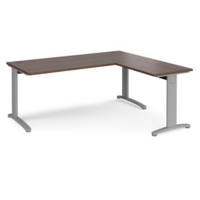 TR10 desk 1800mm x 800mm with 800mm return desk - silver frame and walnut top